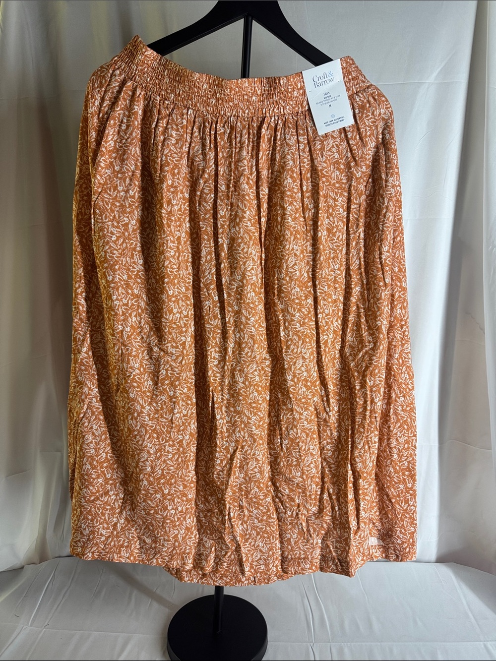 croft & barrow Rust-Orange Floral Gathered Midi Skirt